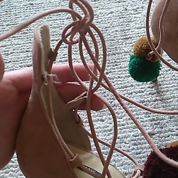 Zara Pink Suede lace up heels  * Damaged - Picture 2 of 7